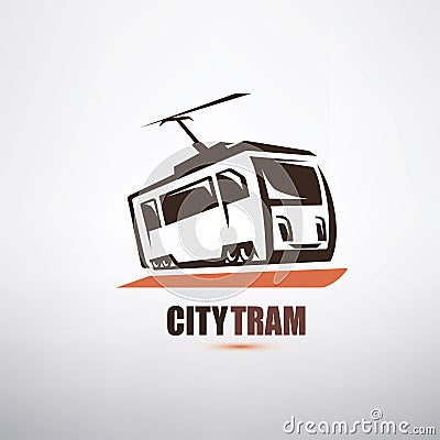 Stylized cartoon tram symbol Vector Illustration