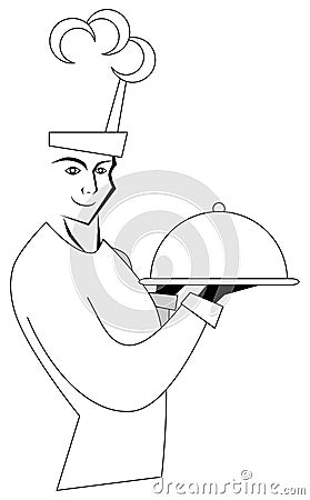 Stylized chef in blackk and white isolated Vector Illustration