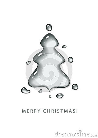 Stylized chistmas tree. Greeting card. Cartoon Illustration