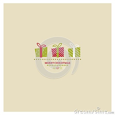 Stylized Christmas and New Year card with holiday Vector Illustration