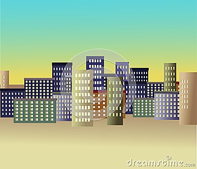 Stylized city Vector Illustration