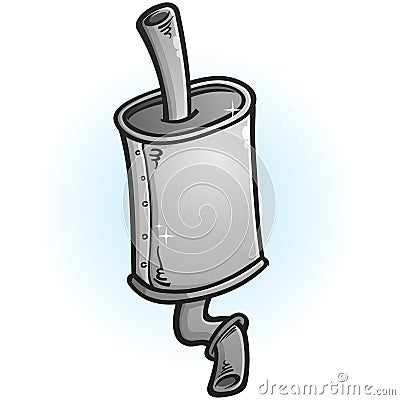 Clean New Muffler Cartoon Illustration Vector Illustration