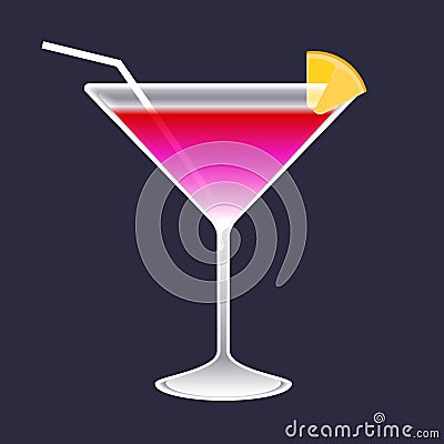 Stylized cocktail glass liqueur Vector Illustration