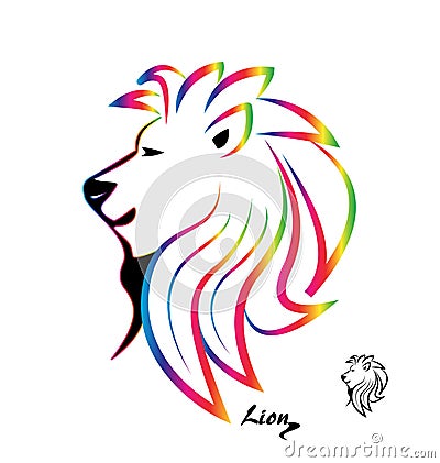 Stylized colorful lion head silhouette logo Vector Illustration