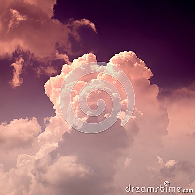 Stylized cumulus clouds at sunset Stock Photo