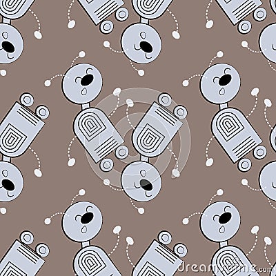 stylized dancing robots - graphics. Machine Revolt, Artificial Intelligence, Automation. robotization. Design elements Vector Illustration