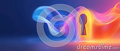 Stylized data packets flow through keyhole, symbolizing access and privacy. vibrant colors create dynamic visual effect Stock Photo