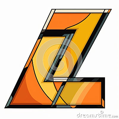 Stylized De Stijl Letter Z Clipart In Orange And Yellow Stock Photo