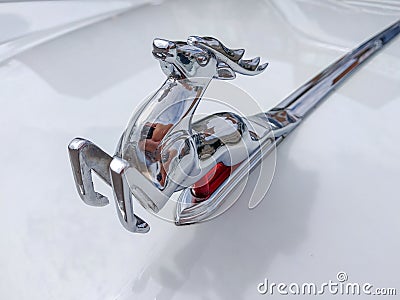 Stylized deer of chrome-plated metal on a light background Editorial Stock Photo