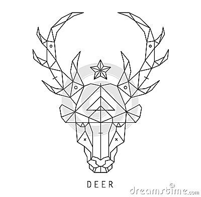 Stylized deer head silhouette with triangles Vector Illustration