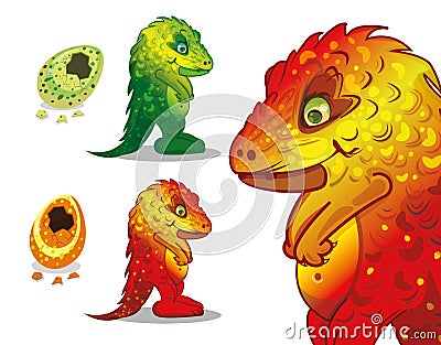stylized dinosaur hatched from egg Vector Illustration