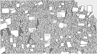 Stylized drawing of crowd protesting against global warming Vector Illustration