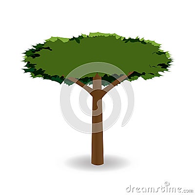 A stylized drawing of a green tree with a round crown of barbed. illustration Vector Illustration