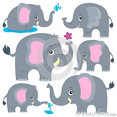 Stylized elephants theme set 1 Vector Illustration