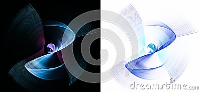 The stylized fan rotates. Visible air vibrations during the movement of the blades. Abstract fractal engine Stock Photo