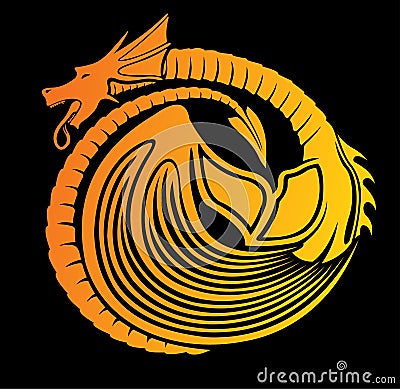 Stylized fire dragon Vector Illustration