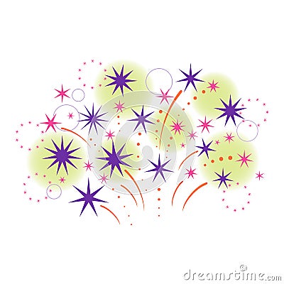 Stylized firework and stars. Vector illustration. Vector Illustration