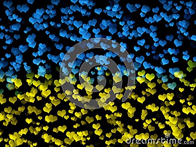 Stylized flag of Ukraine. Yellow and blue hearts. Ukraine flag colors. Symbol of the country. Copy space Stock Photo