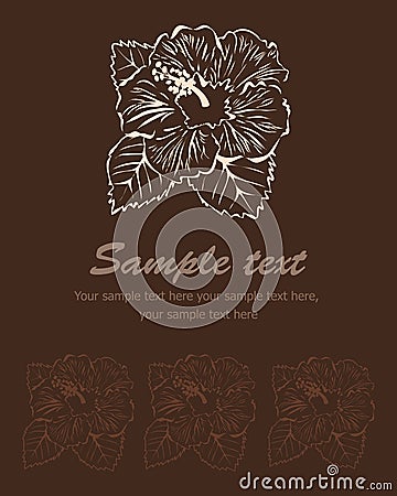 Stylized flower broun background. Vector hibiscus Vector Illustration