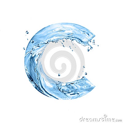 Stylized font, text made of water splashes, capital letter c, is Stock Photo