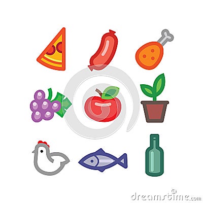 Stylized food icons Vector Illustration