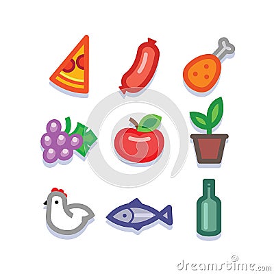 Stylized food icons Vector Illustration