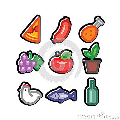 Stylized food icons Vector Illustration