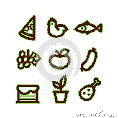 Stylized food icons Vector Illustration