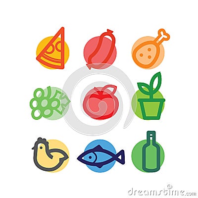 Stylized food icons Vector Illustration