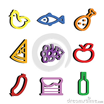 Stylized food icons Vector Illustration