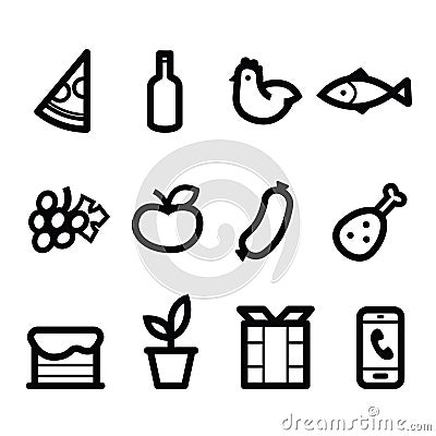 Stylized food icons Vector Illustration