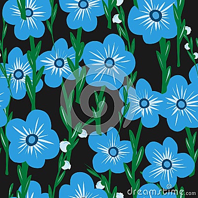 Stylized forget-me-nots in flat style. Vector Illustration