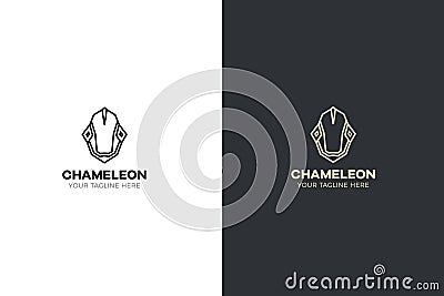 Stylized geometric Chameleon head illustration. Vector icon tribal lizard design Vector Illustration