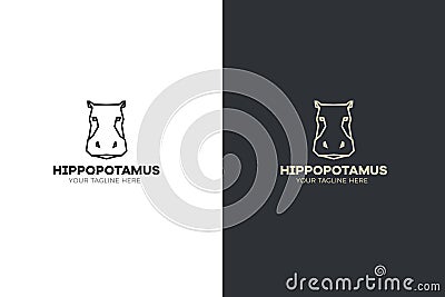 Stylized geometric Hippopotamus head illustration. Vector icon tribal hippo design. Vector Illustration