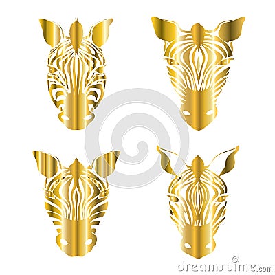 Stylized golden zebra isolated on a white background Cartoon Illustration