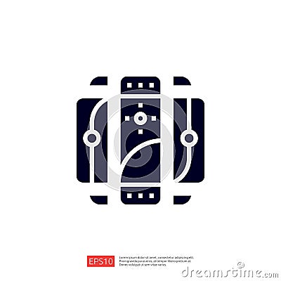 A stylized graphic representation of a device or interface, featuring circular elements and lines, suggesting technology or Vector Illustration