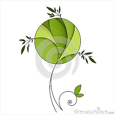 Stylized green tree Vector Illustration