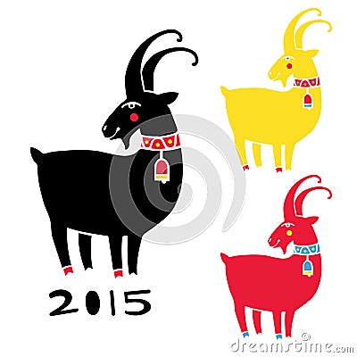 Stylized horoscope sign/. Set of isolated illustrations of a goat. Vector Illustration