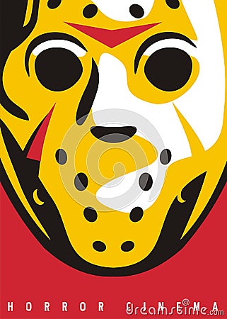 Cinema poster with stylized horror mask graphic Vector Illustration