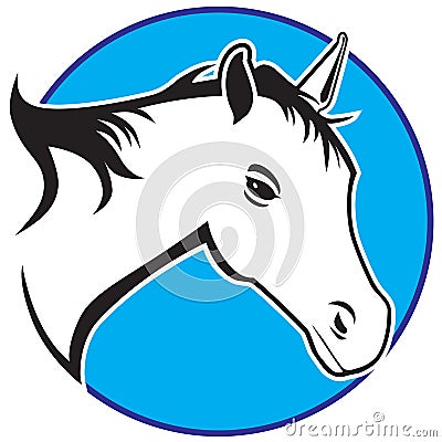 Stylized Horse in circular frame Vector Illustration