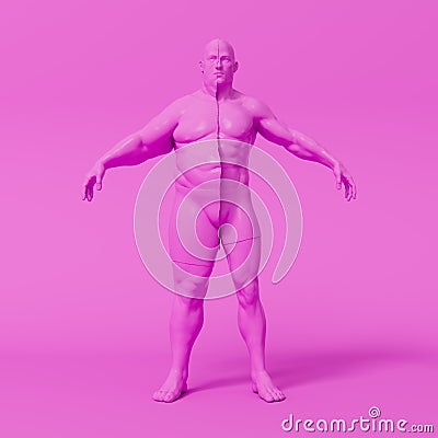 Stylized human body shows weight and fat loss process, dieting, exercise Stock Photo