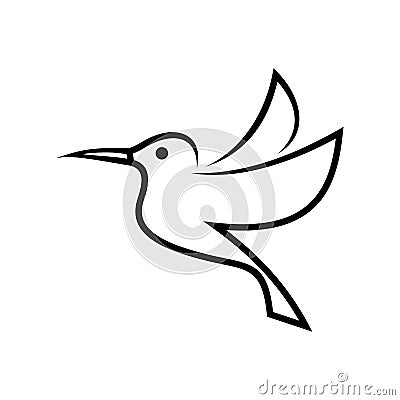 Stylized hummingbird icon or logo in different styles Vector Illustration