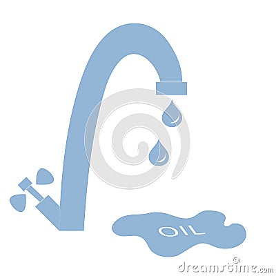 Stylized icon of the faucet with drops of fuel and the inscripti Vector Illustration