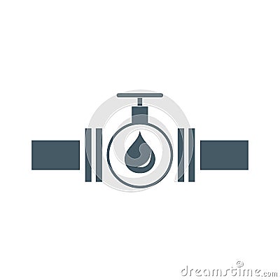 Stylized icon of the pipe with a valve and fuel drops Vector Illustration
