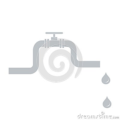 Stylized icon of the pipe with a valve and fuel drops Vector Illustration