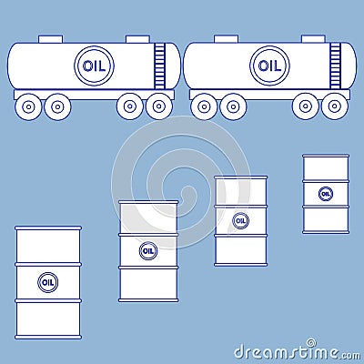 Stylized icon of the tanks and barrels with oil Vector Illustration