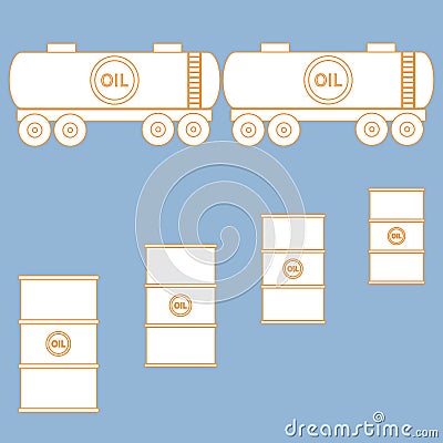 Stylized icon of the tanks and barrels with oil Vector Illustration