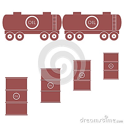 Stylized icon of the tanks and barrels with oil Vector Illustration