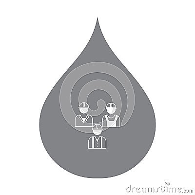 Stylized icon of the three silhouette of oil worker in a colored Vector Illustration