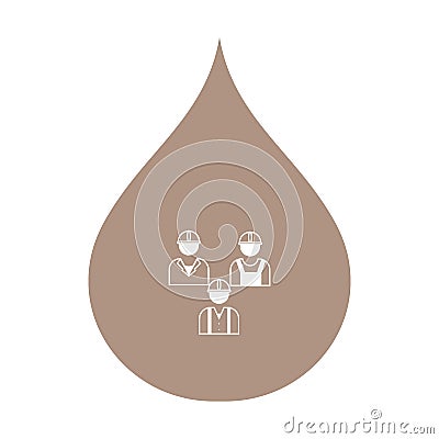 Stylized icon of the three silhouette of oil worker in a colored Vector Illustration